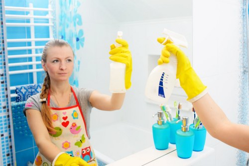 Deep cleaning supplies arranged for a home cleaning session