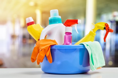 Eco-friendly commercial cleaning tools ready for business maintenance