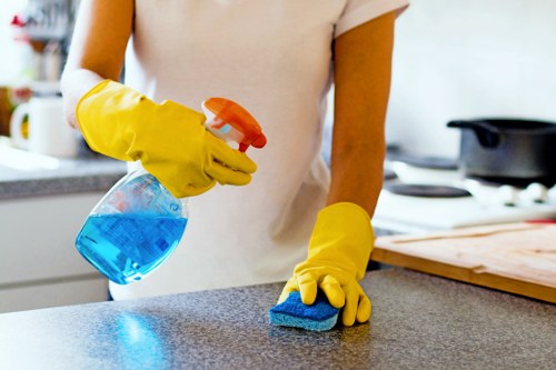 Professional office cleaning in a modern reception area