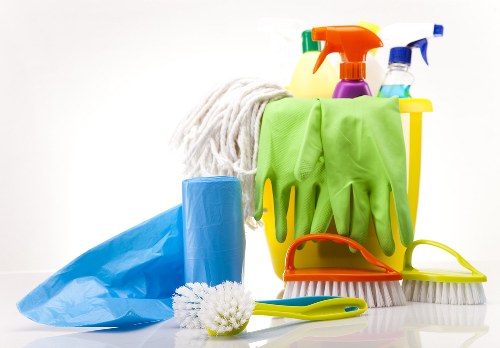 Professional cleaner detailing an empty room before move in